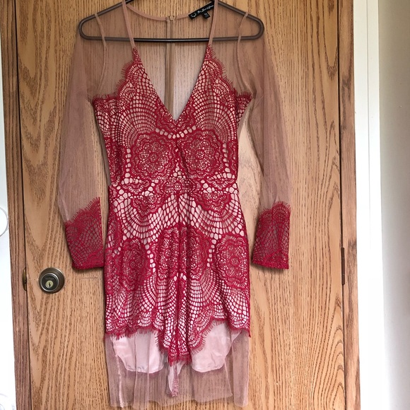 NWOT For Love and Lemons Antigua Mini Dress Red S - Picture 11 of 12